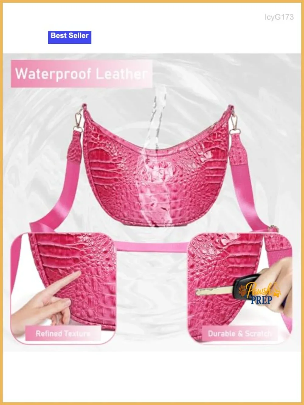 Crocodile Vegan Leather Crossbody Hobo Bag Women Crescent Purse
